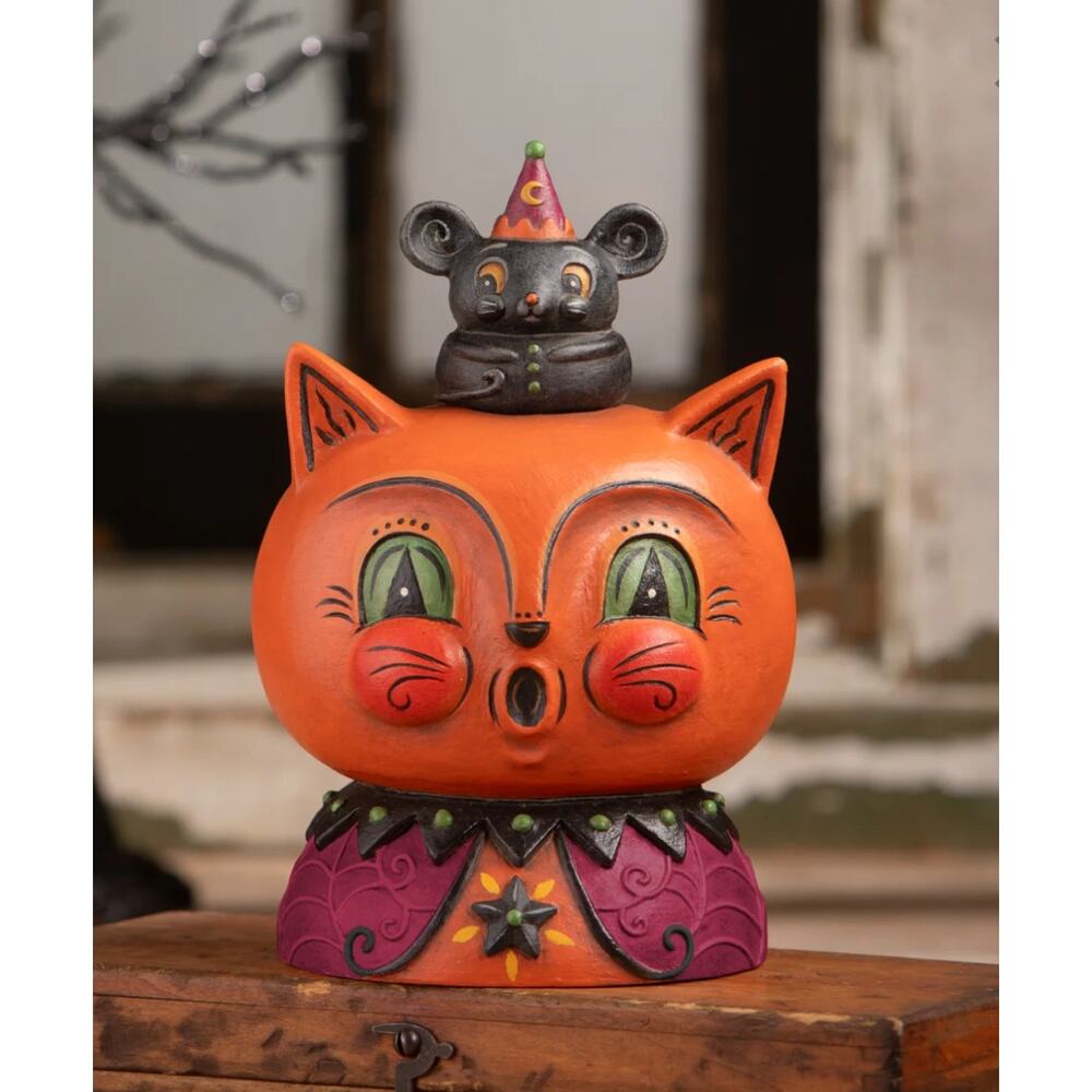 Bethany Lowe Johanna Parker Copper Cat & Merlin Mouse Halloween Decor NEW